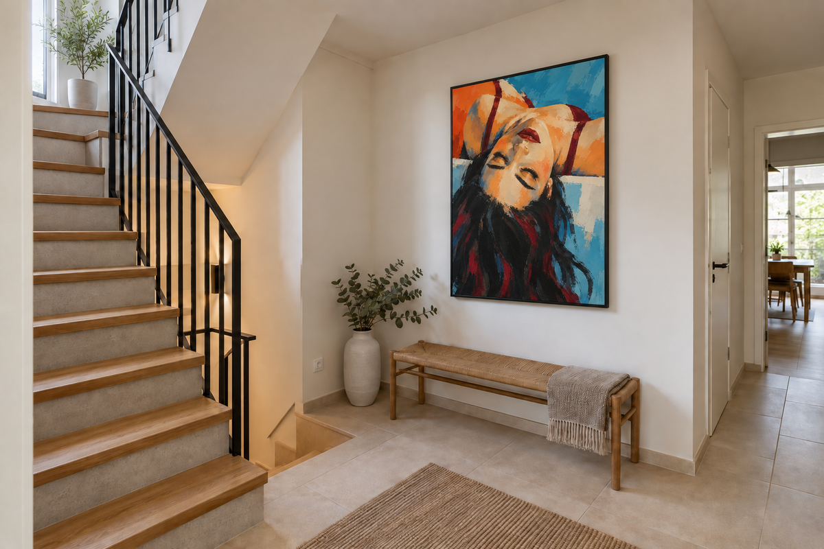 Handgemaltes Gemälde „Kopfüber im Traum“ 90x120cm