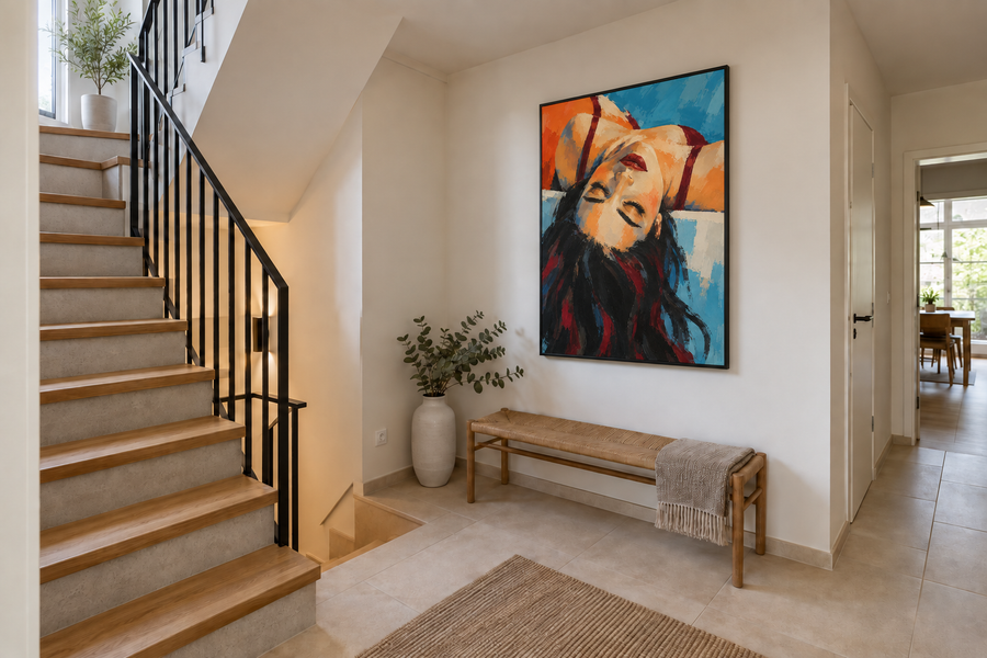 Handgemaltes Gemälde „Kopfüber im Traum“ 90x120cm