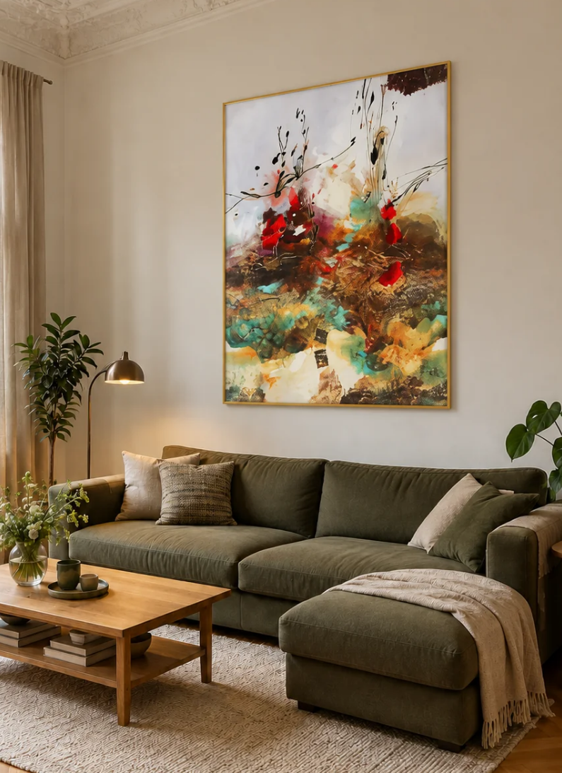 Handgemaltes Gemälde „Wilder Garten“ 120x160cm