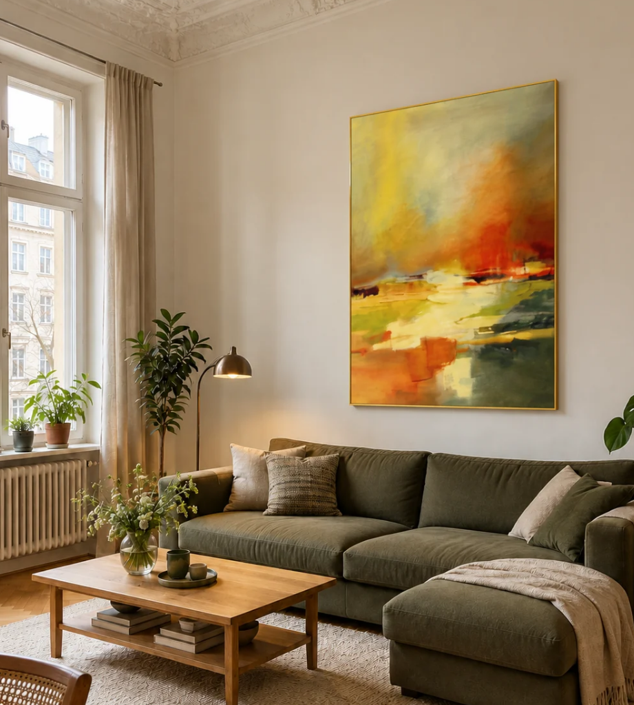Handgemaltes Gemälde „Glühender Horizont“ 120x160cm
