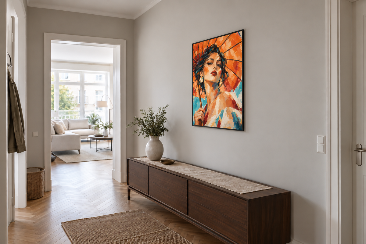Handgemaltes Gemälde „Im Schatten des Sommers“ 90x120cm