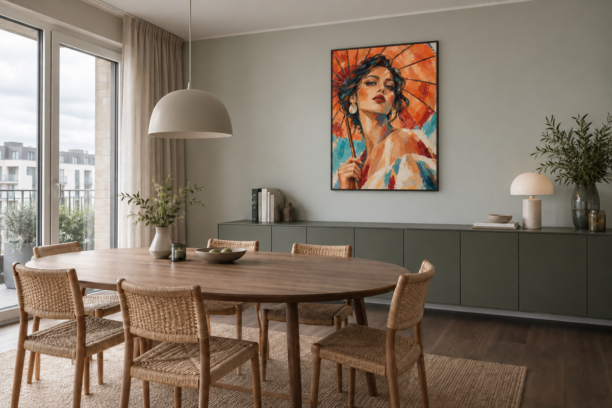 Handgemaltes Gemälde „Im Schatten des Sommers“ 90x120cm