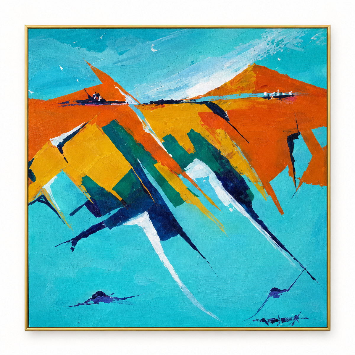 Handgemaltes Gemälde 'Bergfeuer' 100x100cm