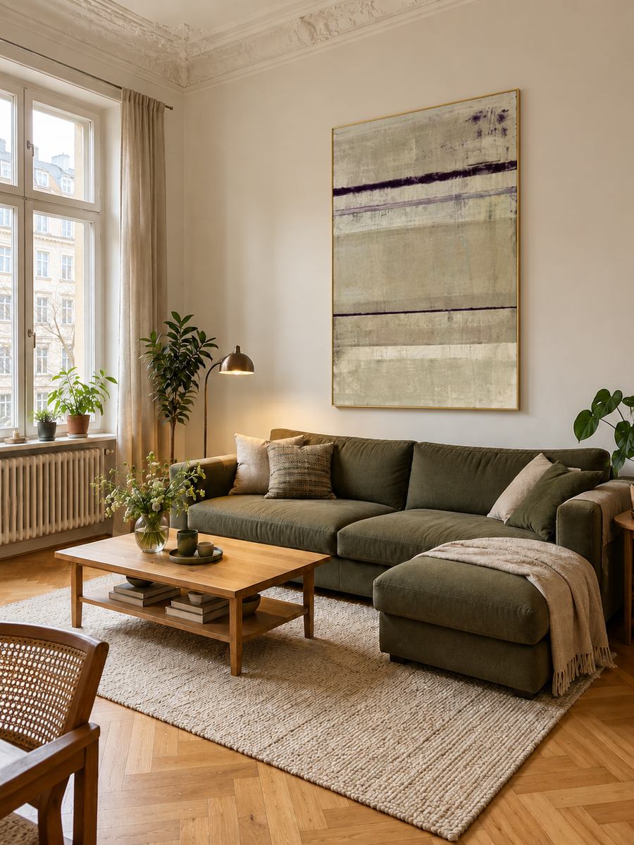 Handgemaltes Gemälde „Stille Linien“ 120x160cm