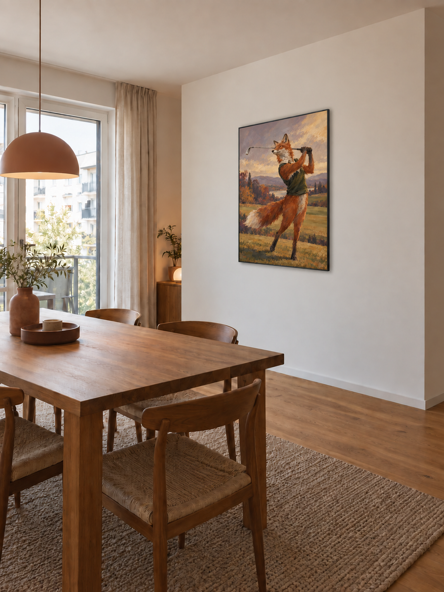 Handgemaltes Gemälde „Schlauer Abschlag“ 90x120cm