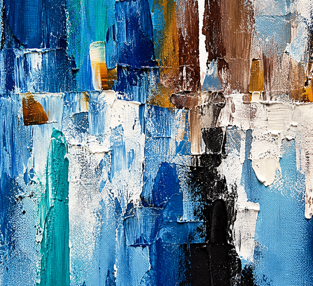 Handgemaltes Gemälde „Blaue Schichten“ 90x120cm
