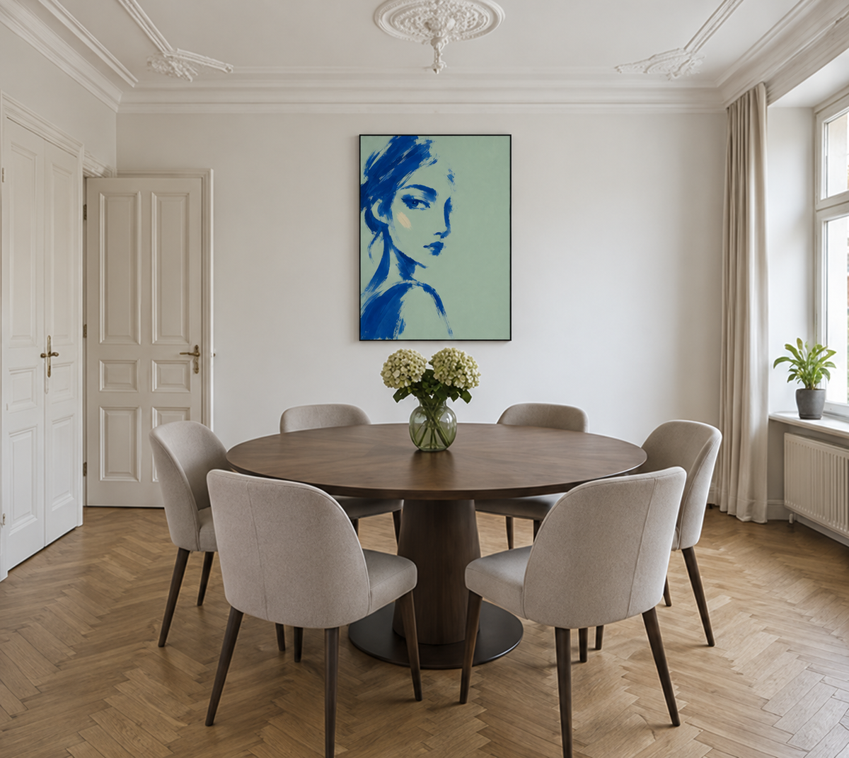 Handgemaltes Gemälde 'Blaues Geheimnis' 90x120cm