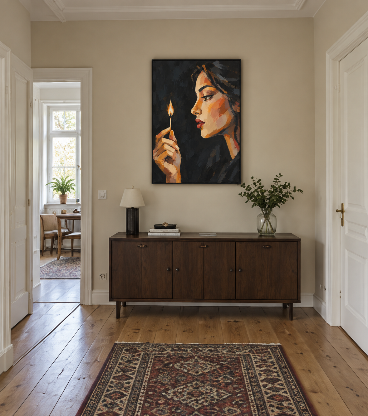 Handgemaltes Gemälde 'Die kleine Flamme' 90x120cm