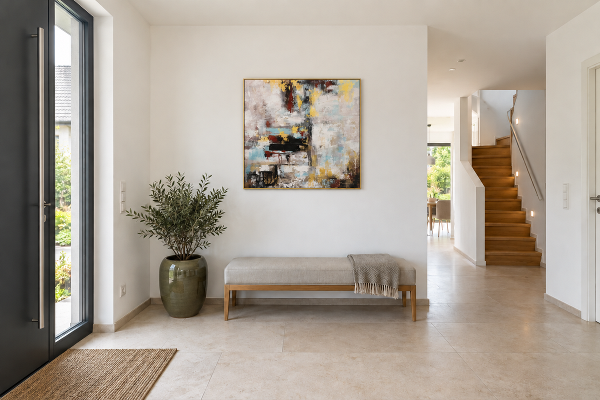 Handgemaltes Gemälde 'Goldene Resonanz' 100x100cm