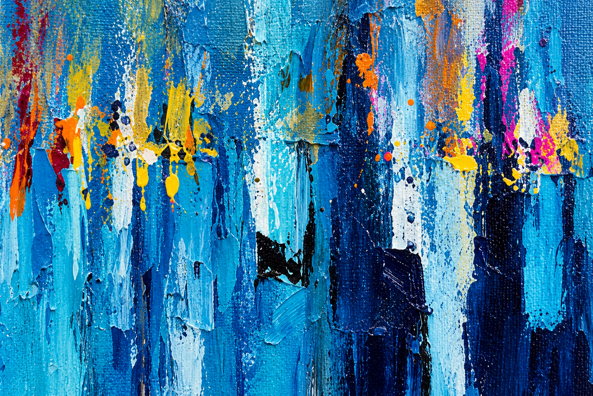 Handgemaltes Gemälde „Lichter im Blau“ 100x100cm