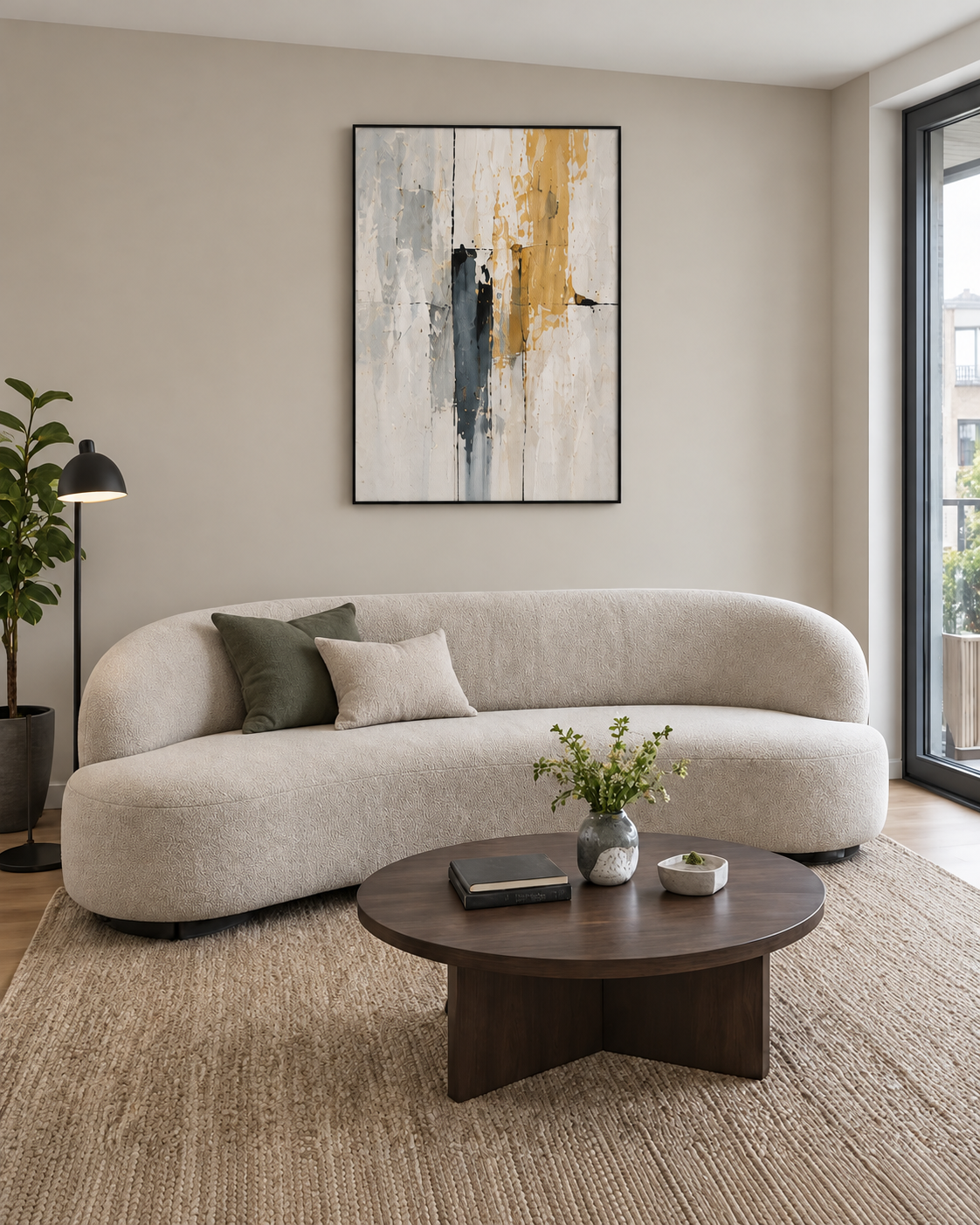 Handgemaltes Gemälde „Goldene Lichtspur“ 90x120cm
