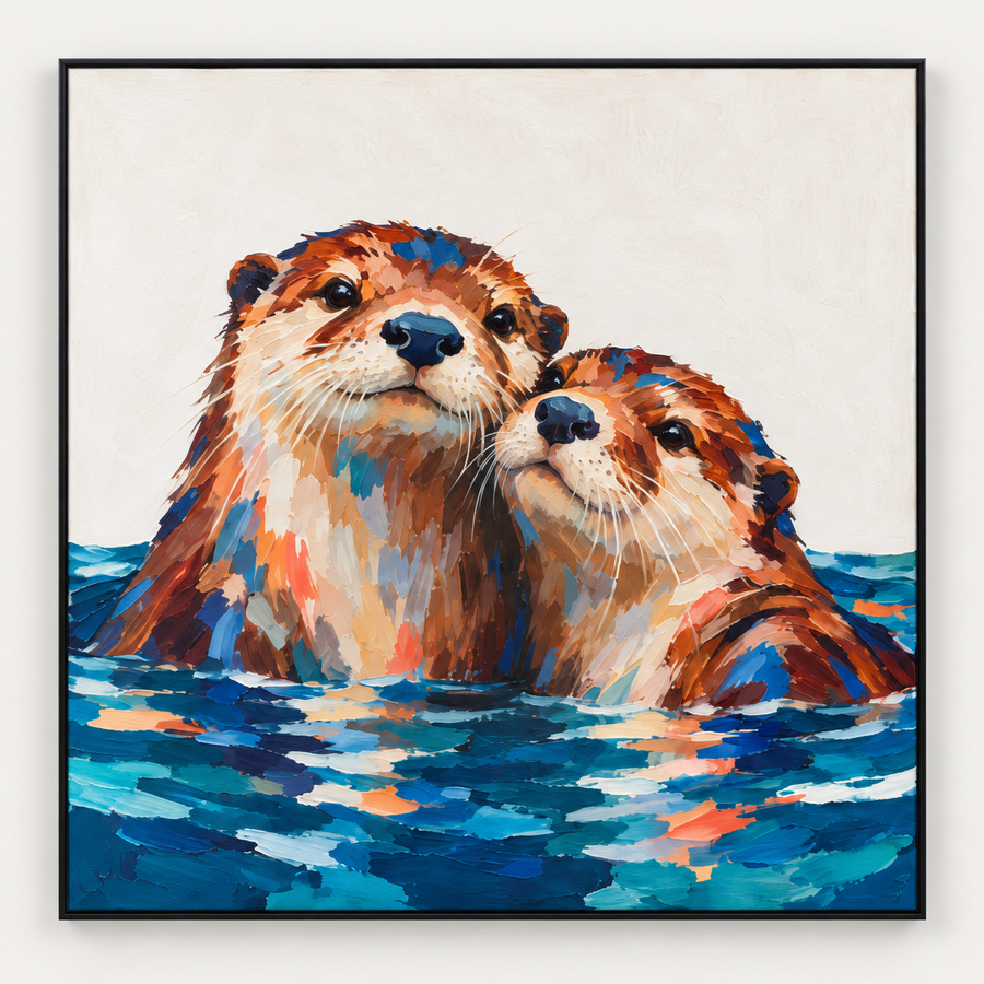 Handgemaltes Gemälde „Zu zweit im Wasser“ 100x100cm