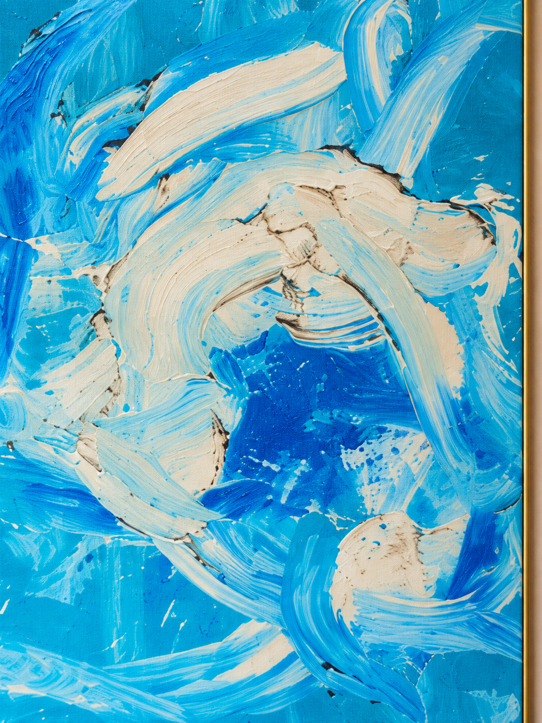 Handgemaltes Gemälde „Blaue Strömung“ 120x160cm