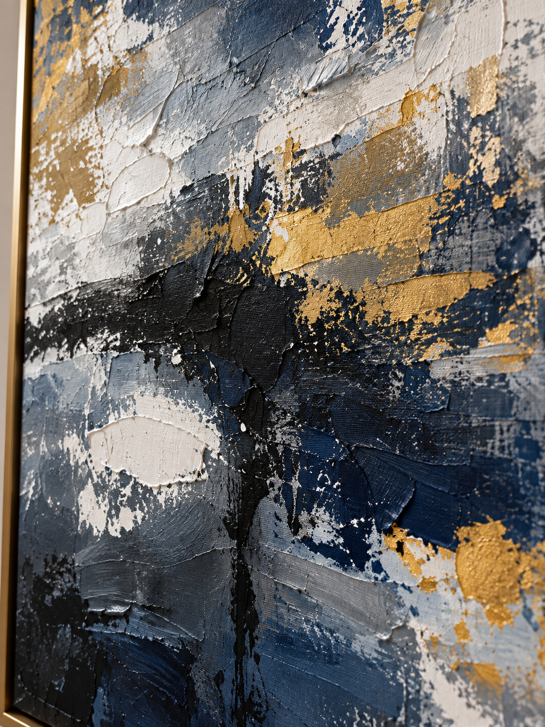Handgemaltes Gemälde „Aufbruch ins Blau“ 90x120cm