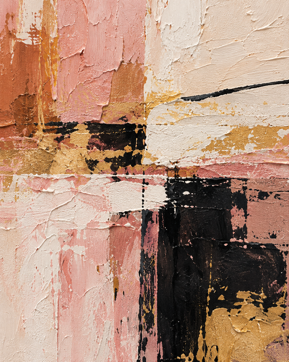 Handgemaltes Gemälde „Rosé-Kontraste“ 90x120cm