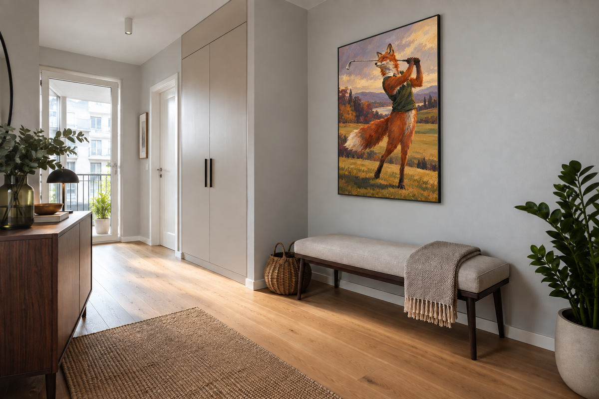 Handgemaltes Gemälde „Schlauer Abschlag“ 90x120cm