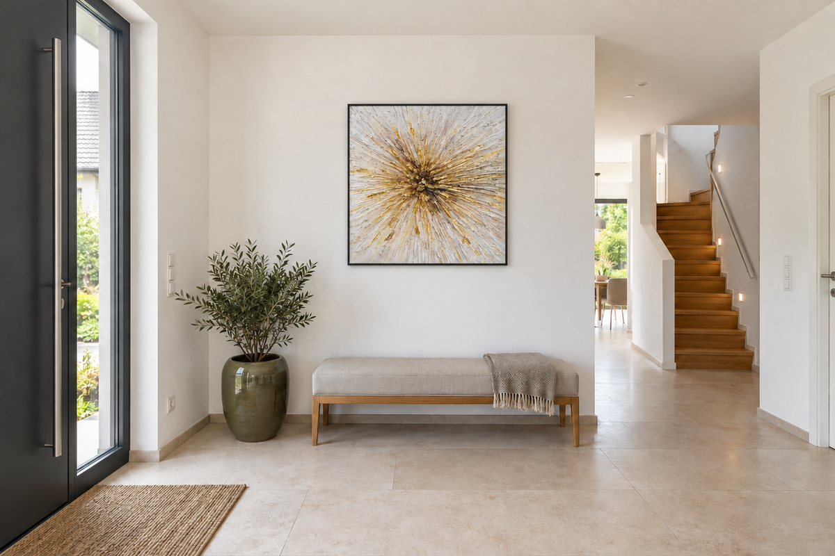 Handgemaltes Gemälde 'Goldene Explosion' 100x100cm