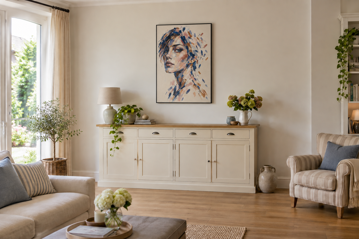 Handgemaltes Gemälde 'Zerstreute Schönheit' 90x120cm