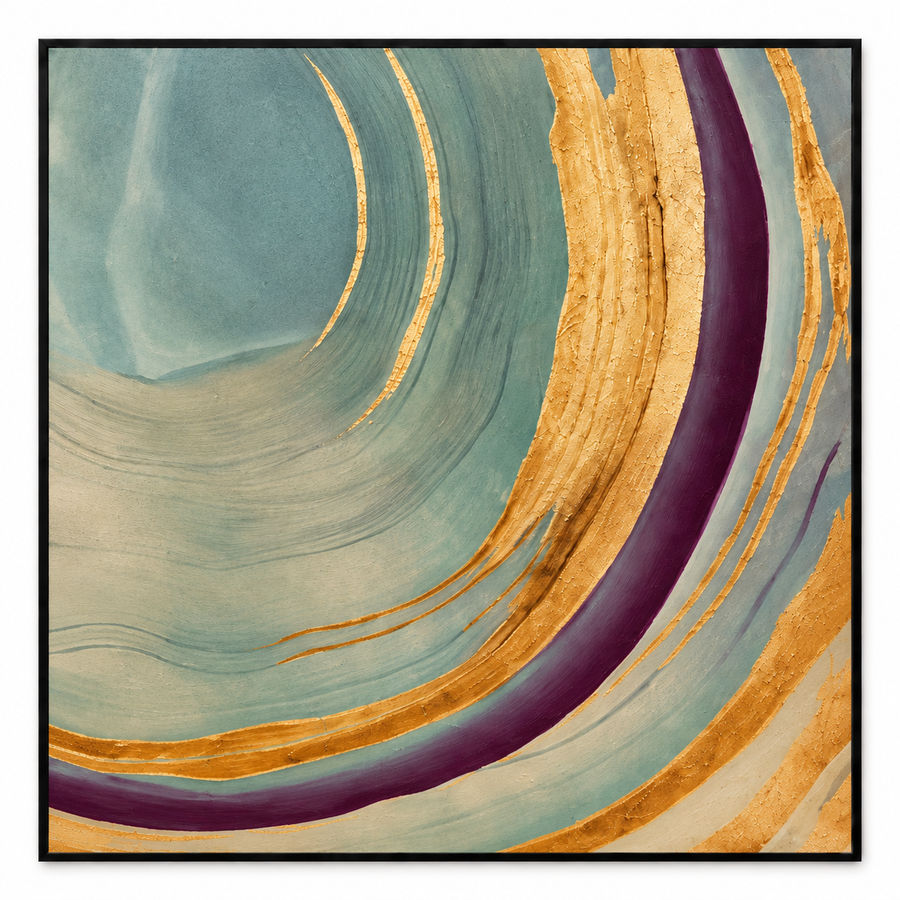 Handgemaltes Gemälde „Goldene Spiegelung“ 100x100cm