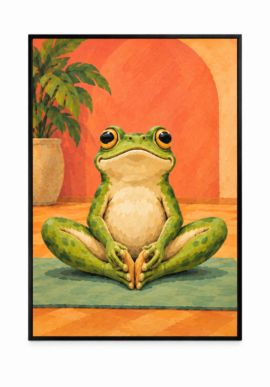 Yoga-Frosch „In meiner Mitte“ – Acrylbild 70 × 100 cm