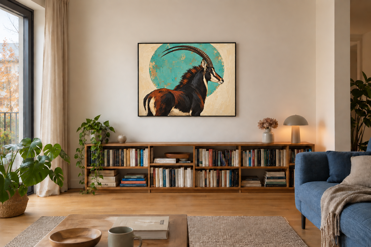 Handgemaltes Gemälde „Stolz der Savanne“ 120x90cm