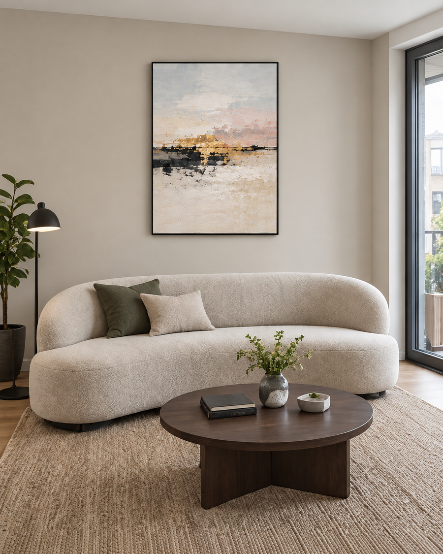 Handgemaltes Gemälde „Goldener Horizont“ 90x120cm