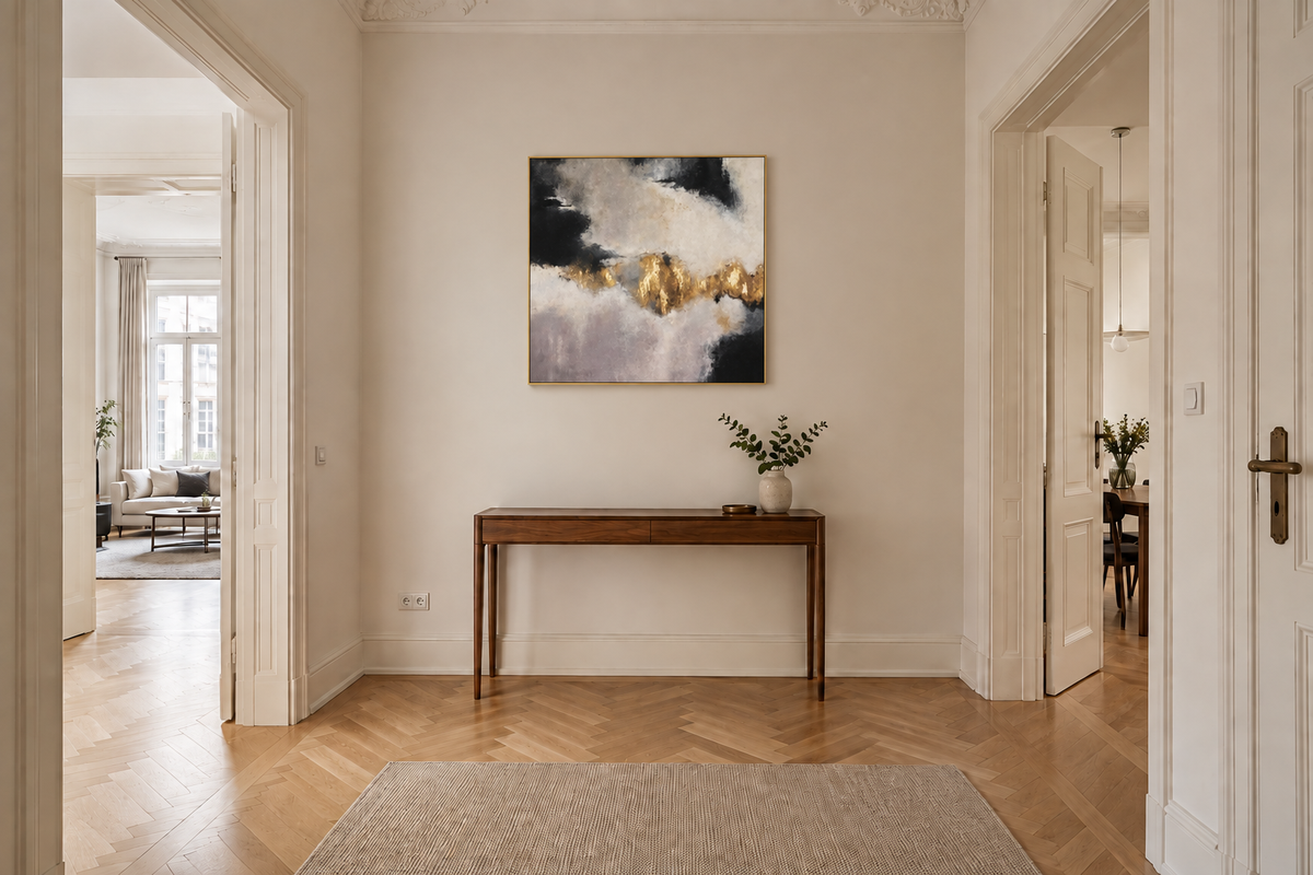 Handgemaltes Gemälde 'Goldene Spur' 100 x 100 cm