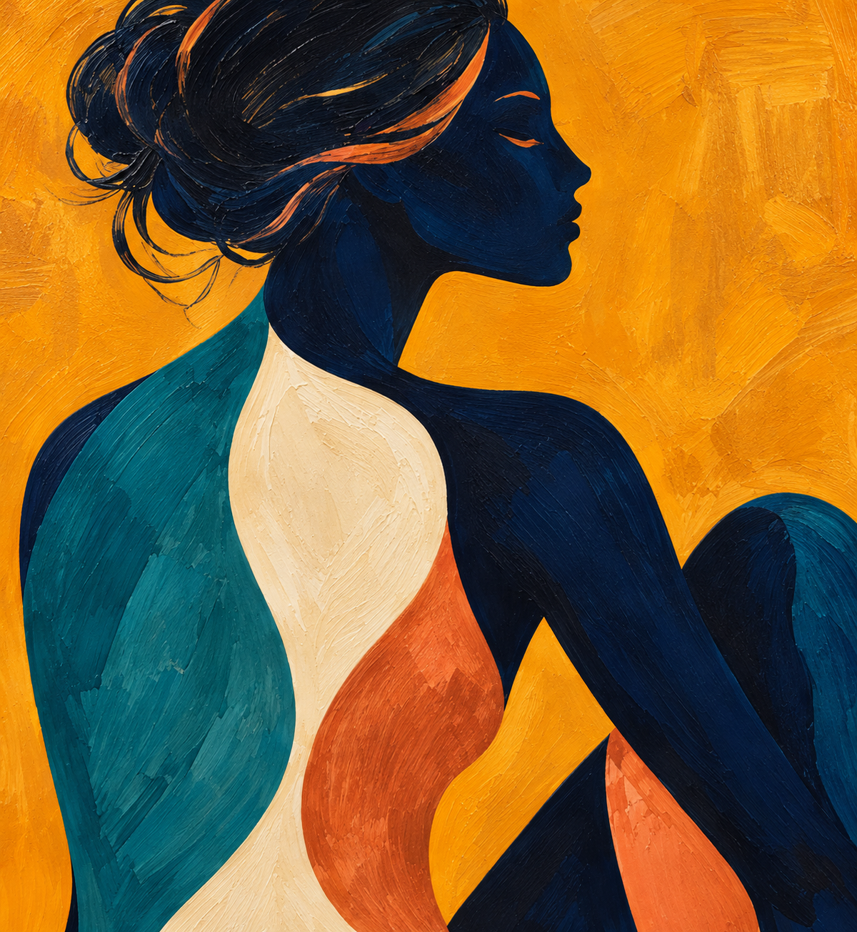 Handgemaltes Gemälde „Stille in Orange“ 90x120cm