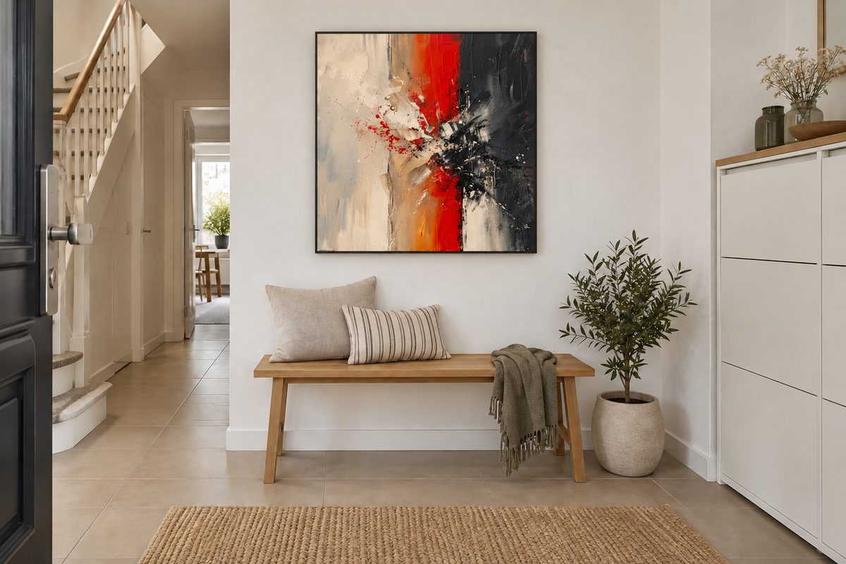 Handgemaltes Gemälde „Roter Durchbruch“ 100x100cm