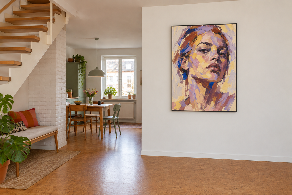 Handgemaltes Gemälde „Blick in Violett“ 90x120cm