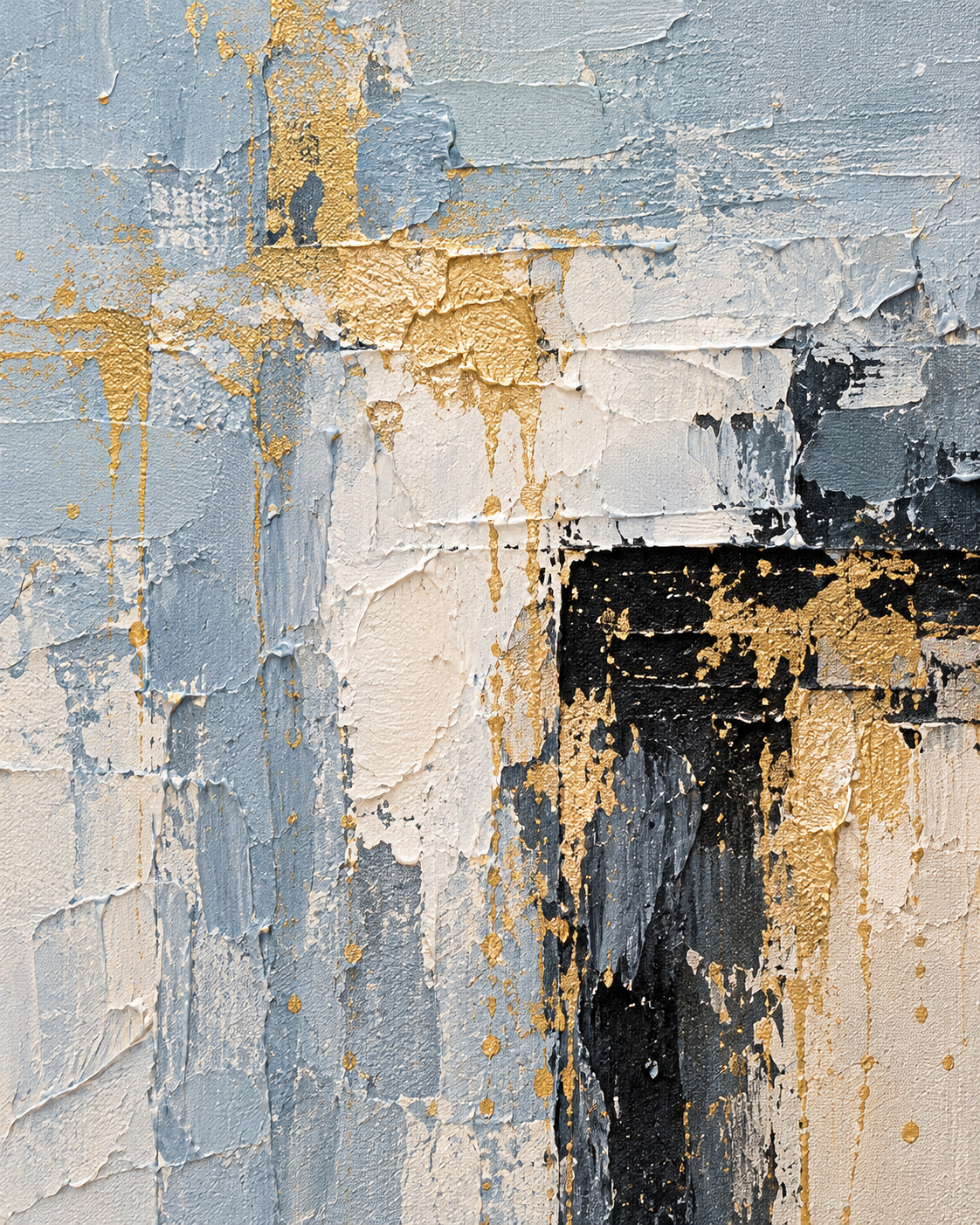 Handgemaltes Gemälde „Blaue Erosion“ 90x120cm