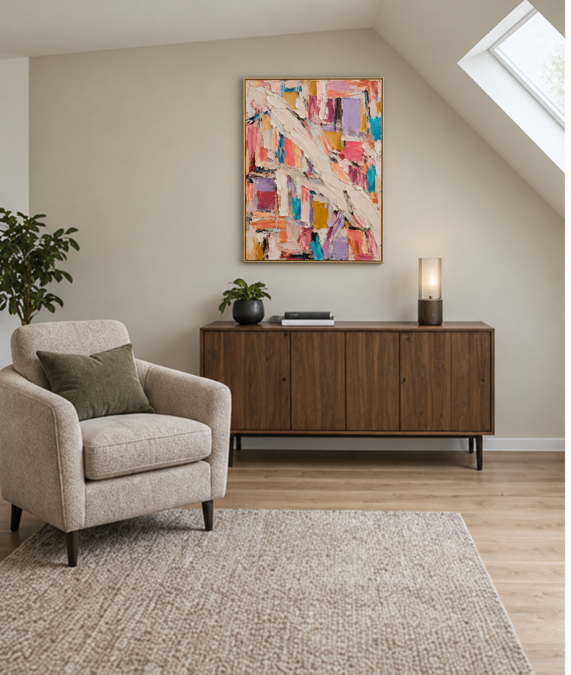 Handgemaltes Gemälde „Bunte Begegnung“ 80x120cm