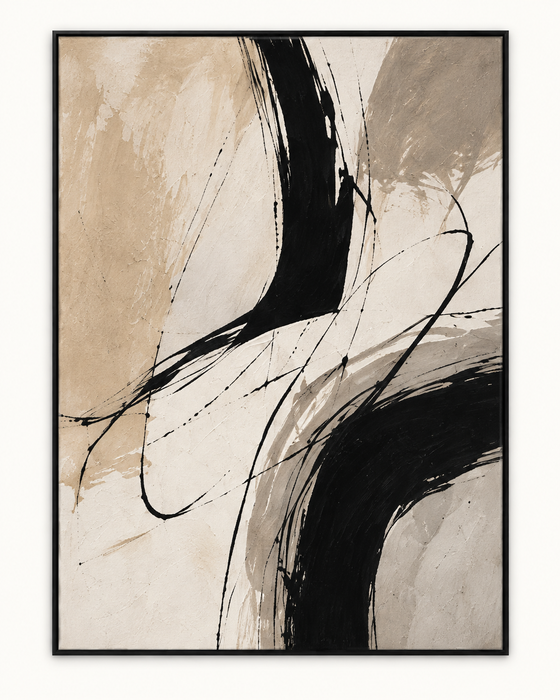 Handgemaltes Gemälde „Schwarze Geste“ 90x120cm