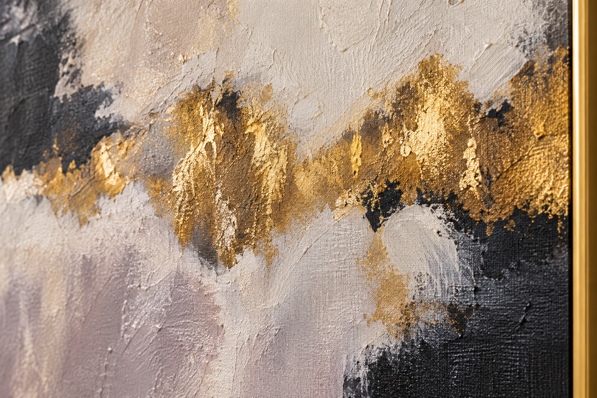 Handgemaltes Gemälde 'Goldene Spur' 100 x 100 cm