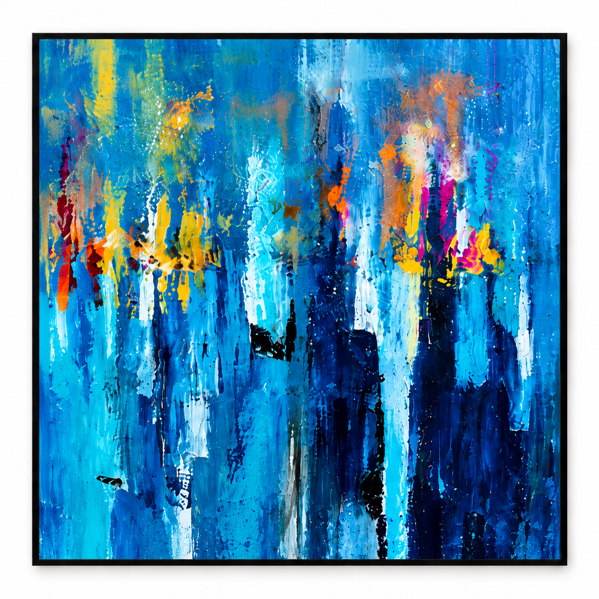Handgemaltes Gemälde „Lichter im Blau“ 100x100cm