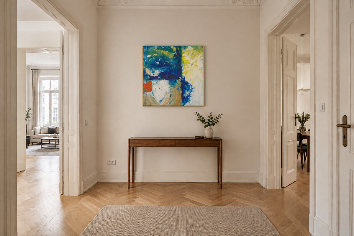 Handgemaltes Gemälde 'Himmel in Bewegung' 100x100cm