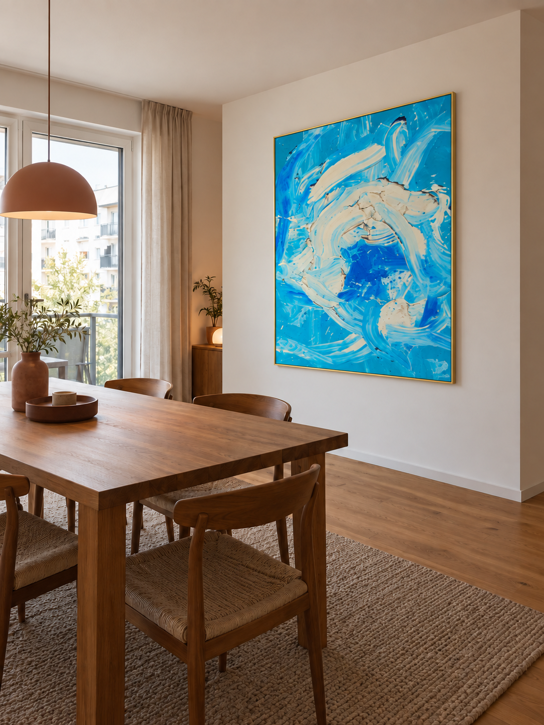 Handgemaltes Gemälde „Blaue Strömung“ 120x160cm