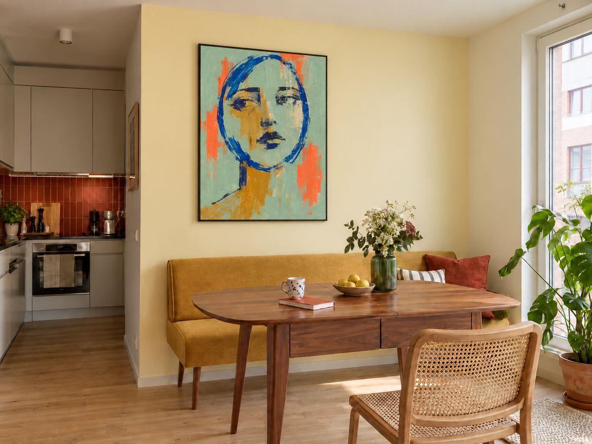 Handgemaltes Gemälde „Konturen in Blau“ 90x120cm