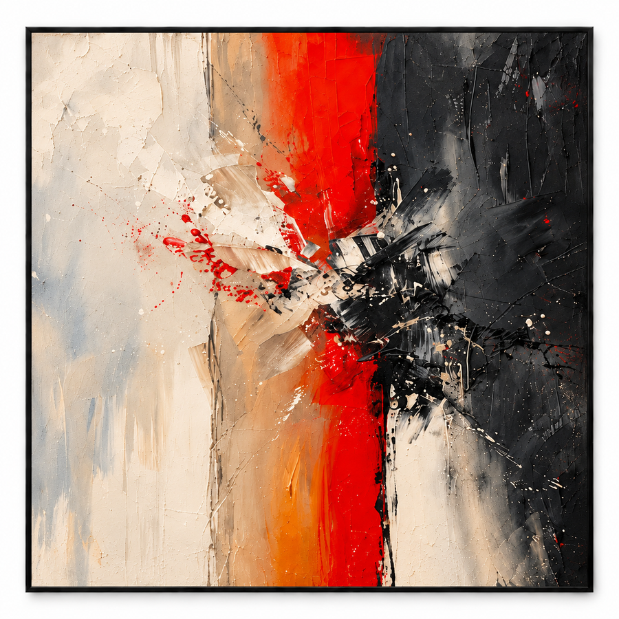 Handgemaltes Gemälde „Roter Durchbruch“ 100x100cm