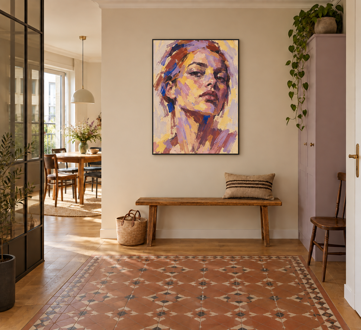 Handgemaltes Gemälde „Blick in Violett“ 90x120cm