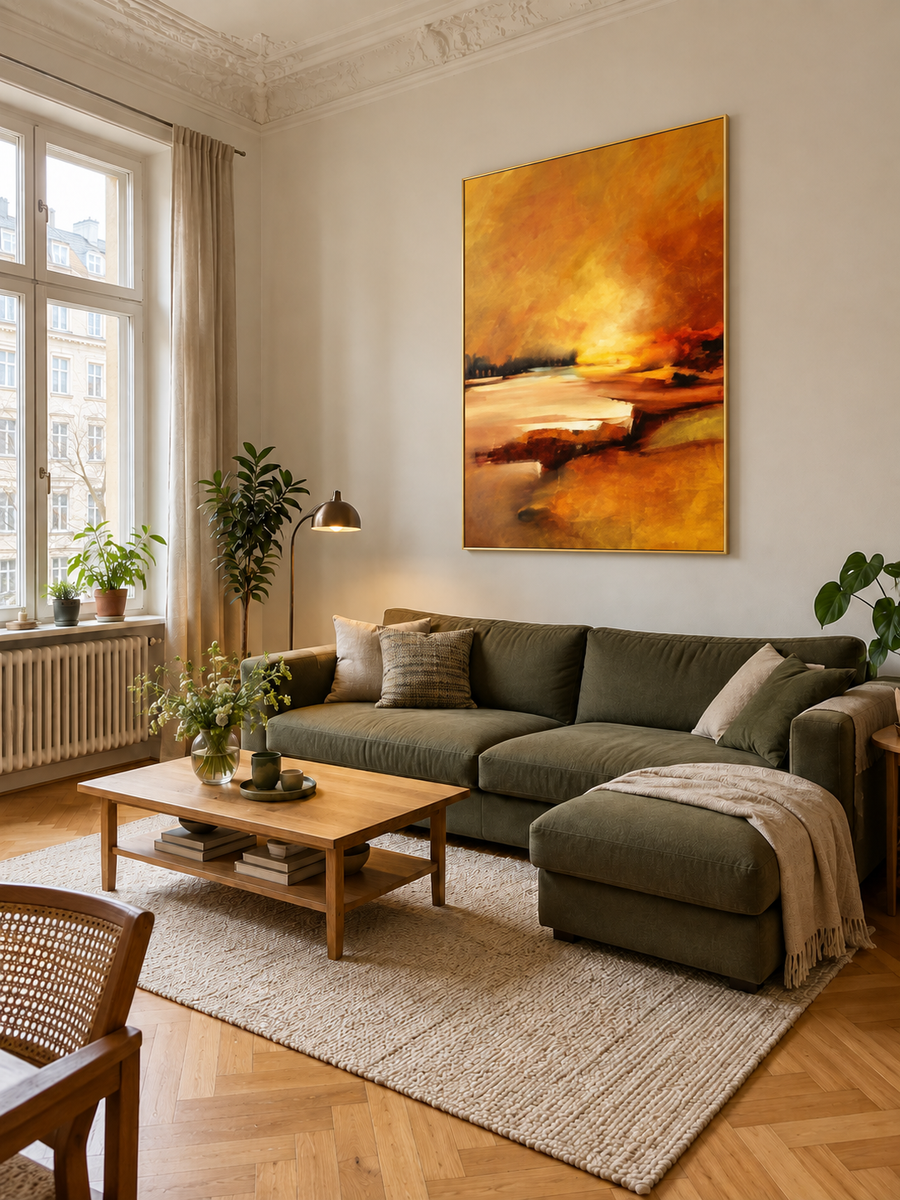 Handgemaltes Gemälde „Abendgold“ 120x160cm