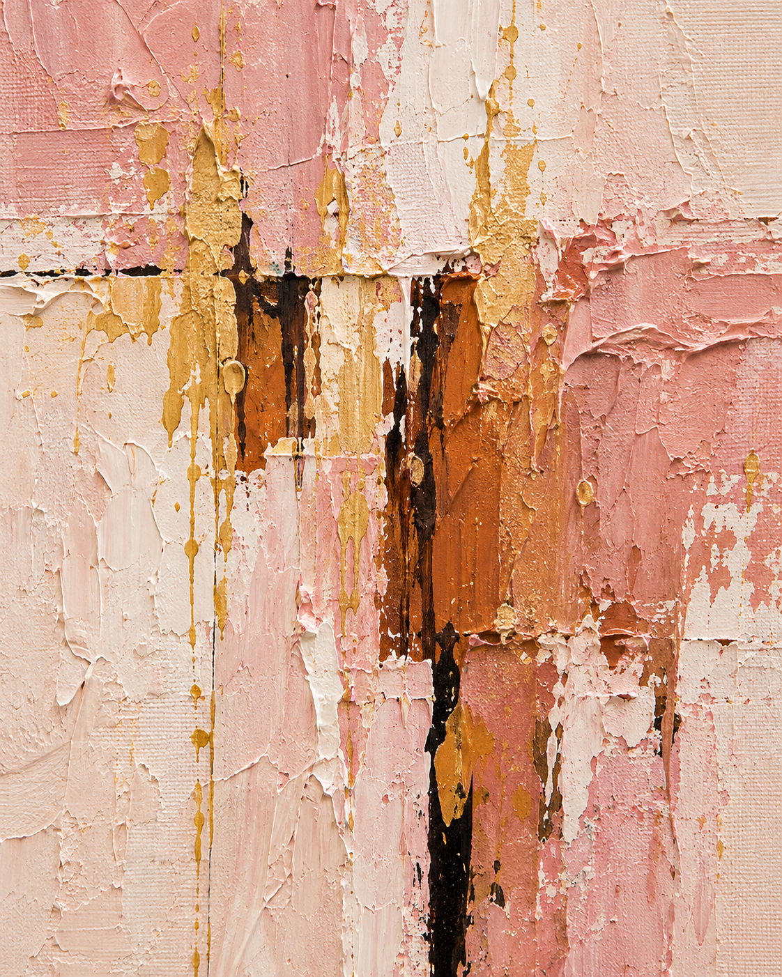 Handgemaltes Gemälde „Rosé und Rost“ 90x120cm