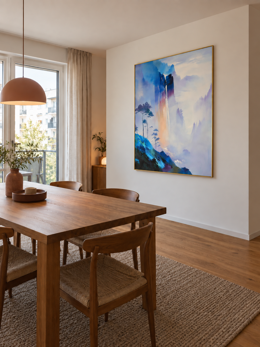 Handgemaltes Gemälde „Licht im Nebel“ 120x160cm