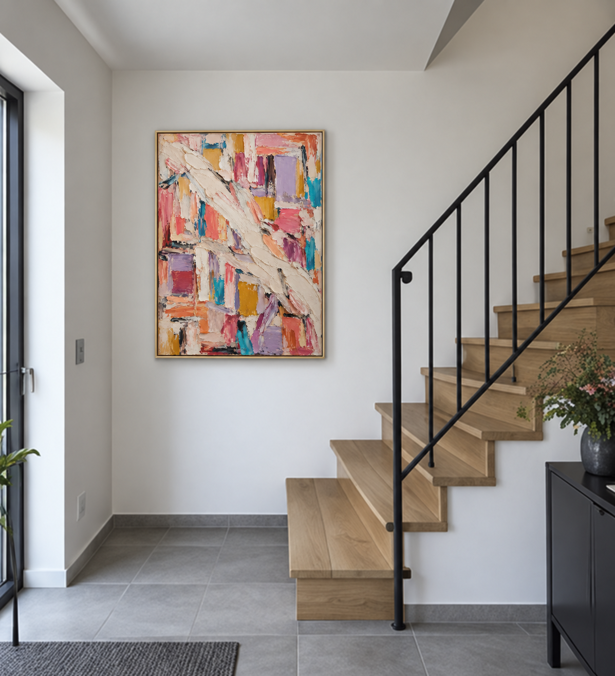 Handgemaltes Gemälde „Bunte Begegnung“ 80x120cm