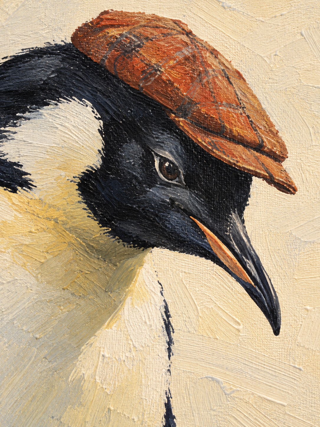 Handgemaltes Gemälde „Pinguin auf dem Grün“ 90x120cm