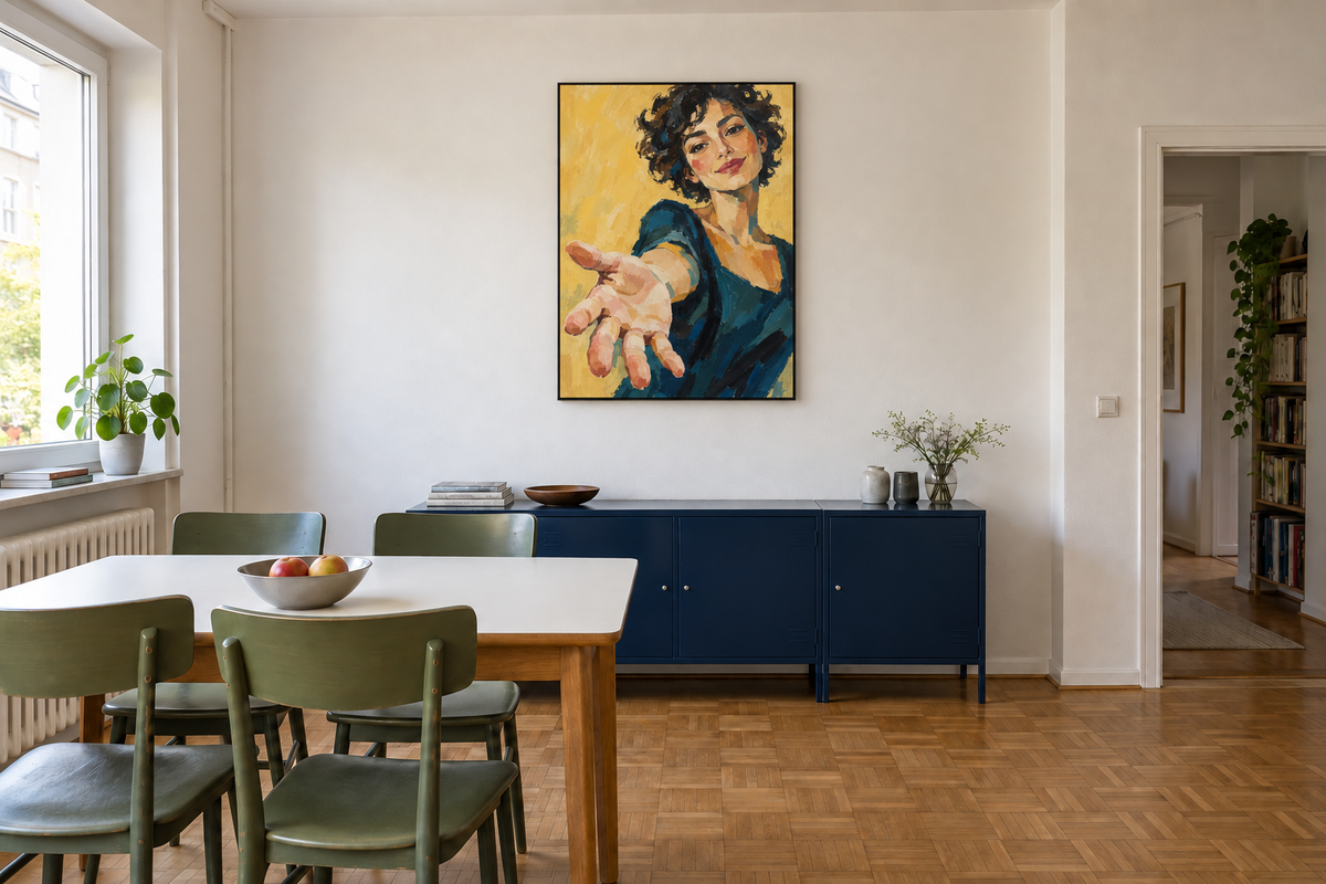 Handgemaltes Gemälde 'Nimm meine Hand' 90x120cm