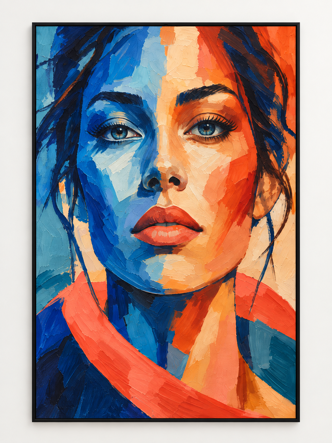 Handgemaltes Gemälde „Zwei Seiten eines Blicks“ 90x120cm