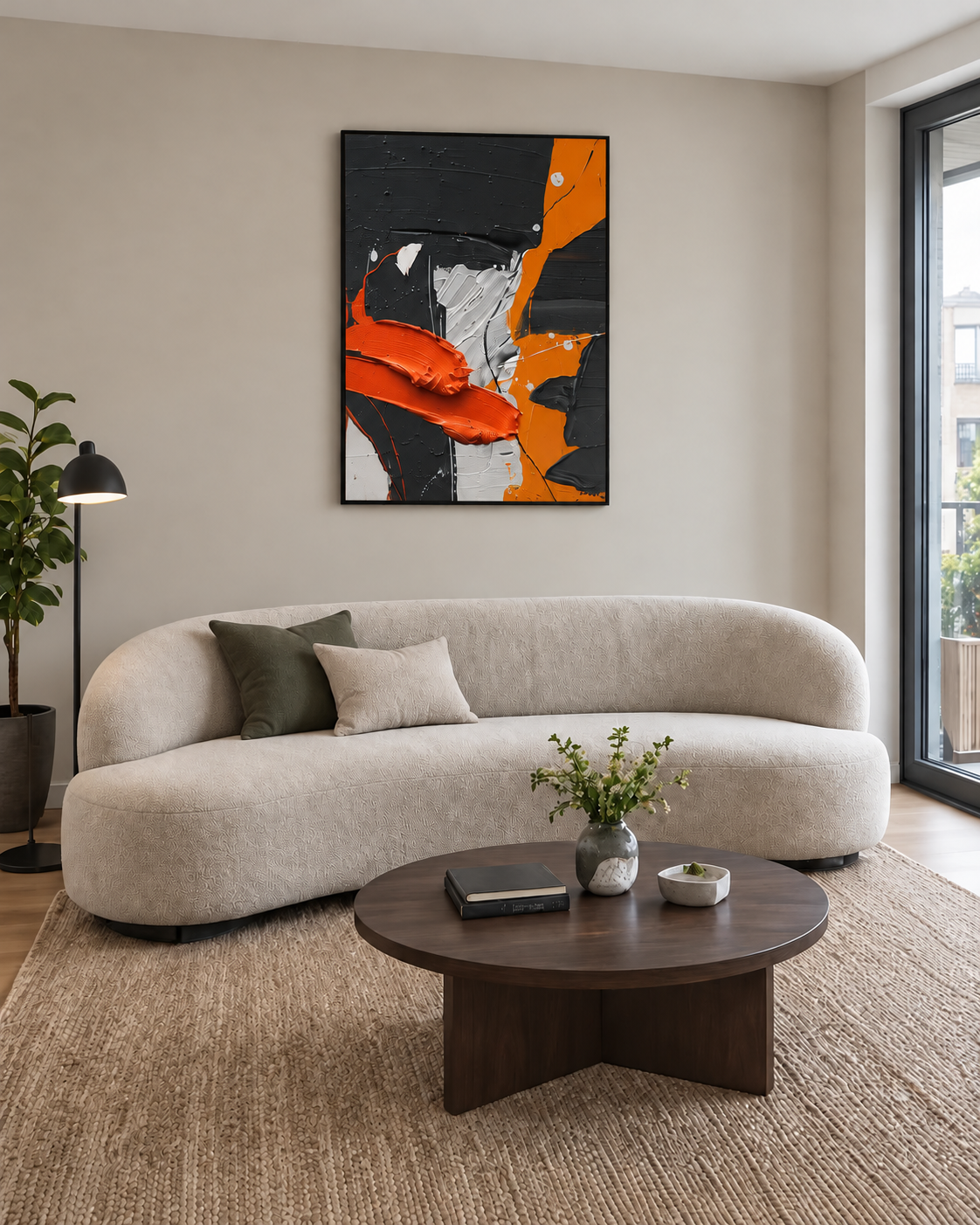 Handgemaltes Gemälde „Feurige Spur“ 90x120cm