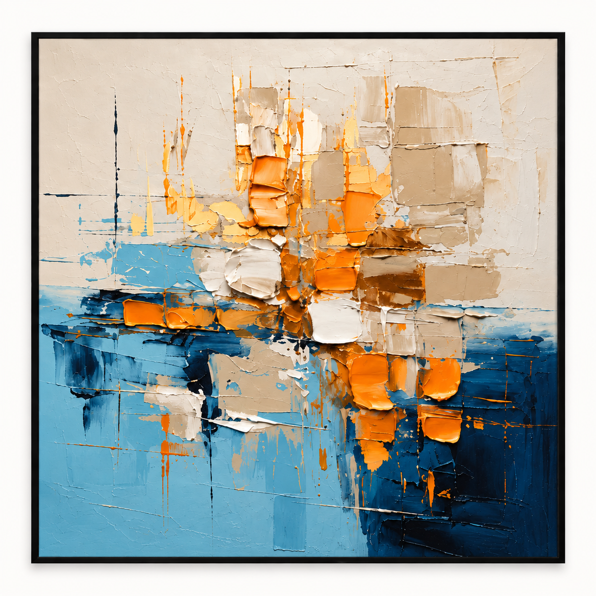 Handgemaltes Gemälde „Goldene Spiegelung“ 100x100cm