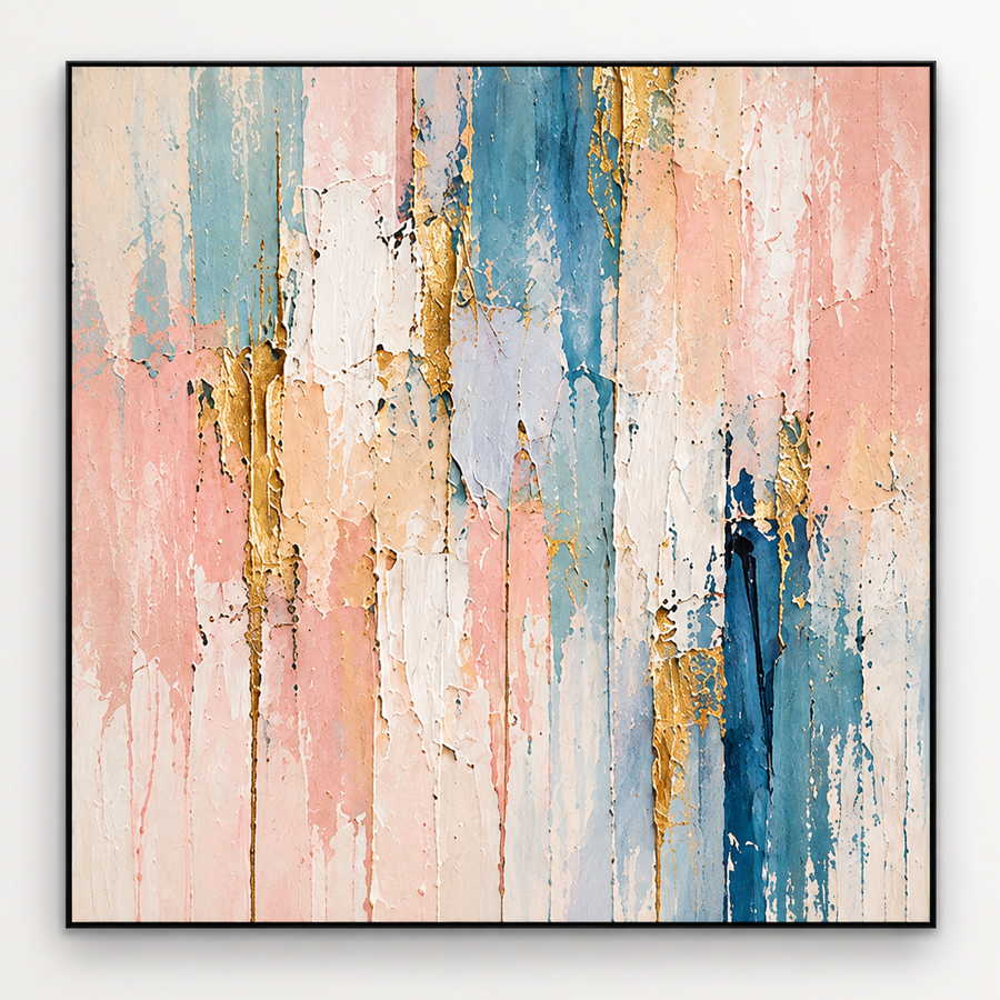 Handgemaltes Gemälde „Sanfte Farbspuren“ 100x100cm